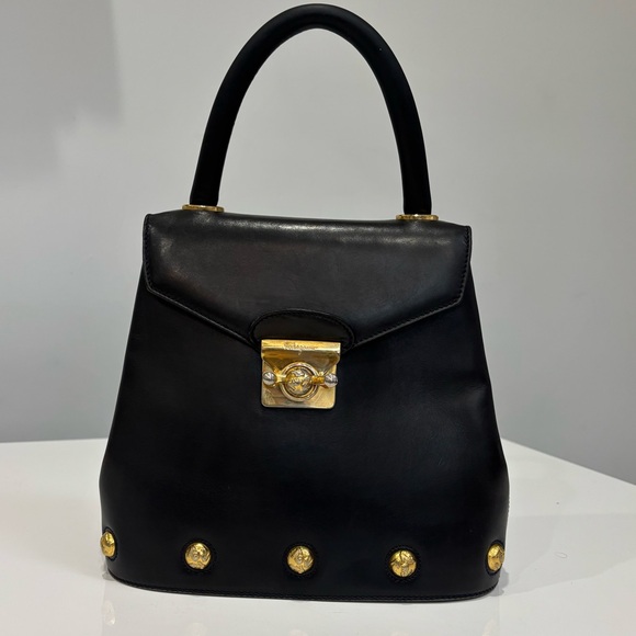 Salvatore Ferragamo Handbags - Vintage Ferragamo Black Gancini Top Handle Bag Structured Leather Crossbody